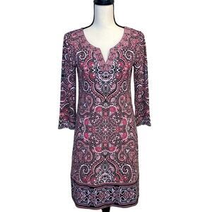 White House Black Market Paisley Knit Shift Dress Small